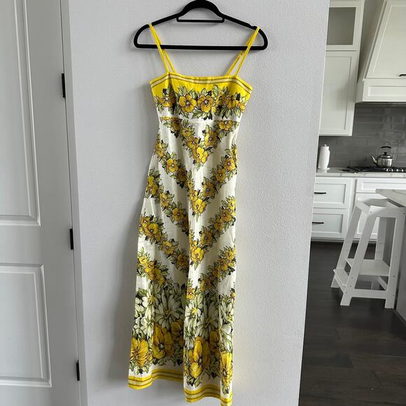 ALEMAIS Gisela Floral Linen Sleeveless Midi Dress size US 4 New - Picture 2 of 6